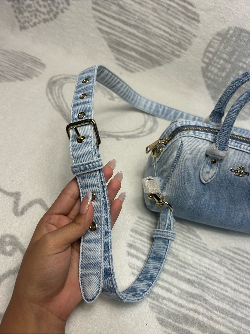 NWT Coach Mini Rowan Crossbody Bag Loved Denim CDY30 - Picture 6 of 16
